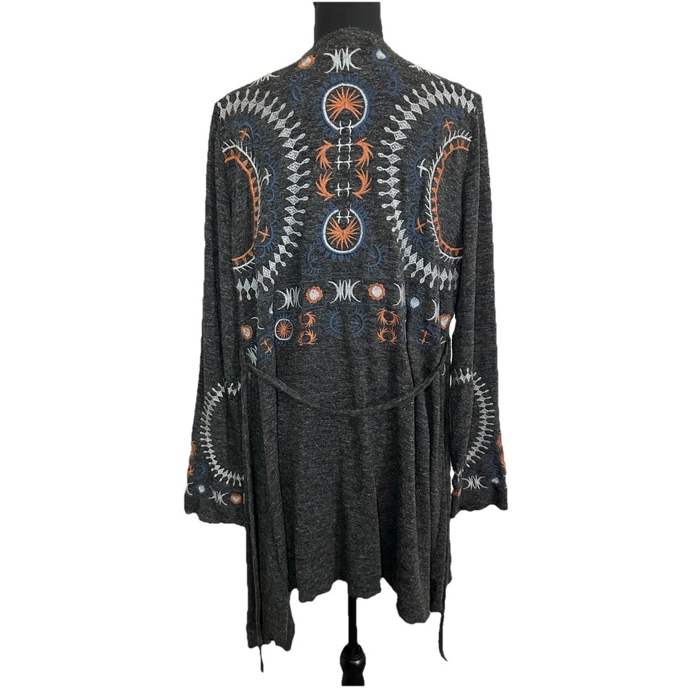 Monoreno Gray Cardigan with Orange and White Accents